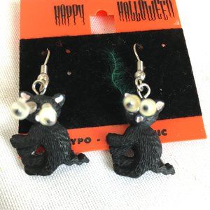 Google Eyes Cat Holiday Earrings NWT
